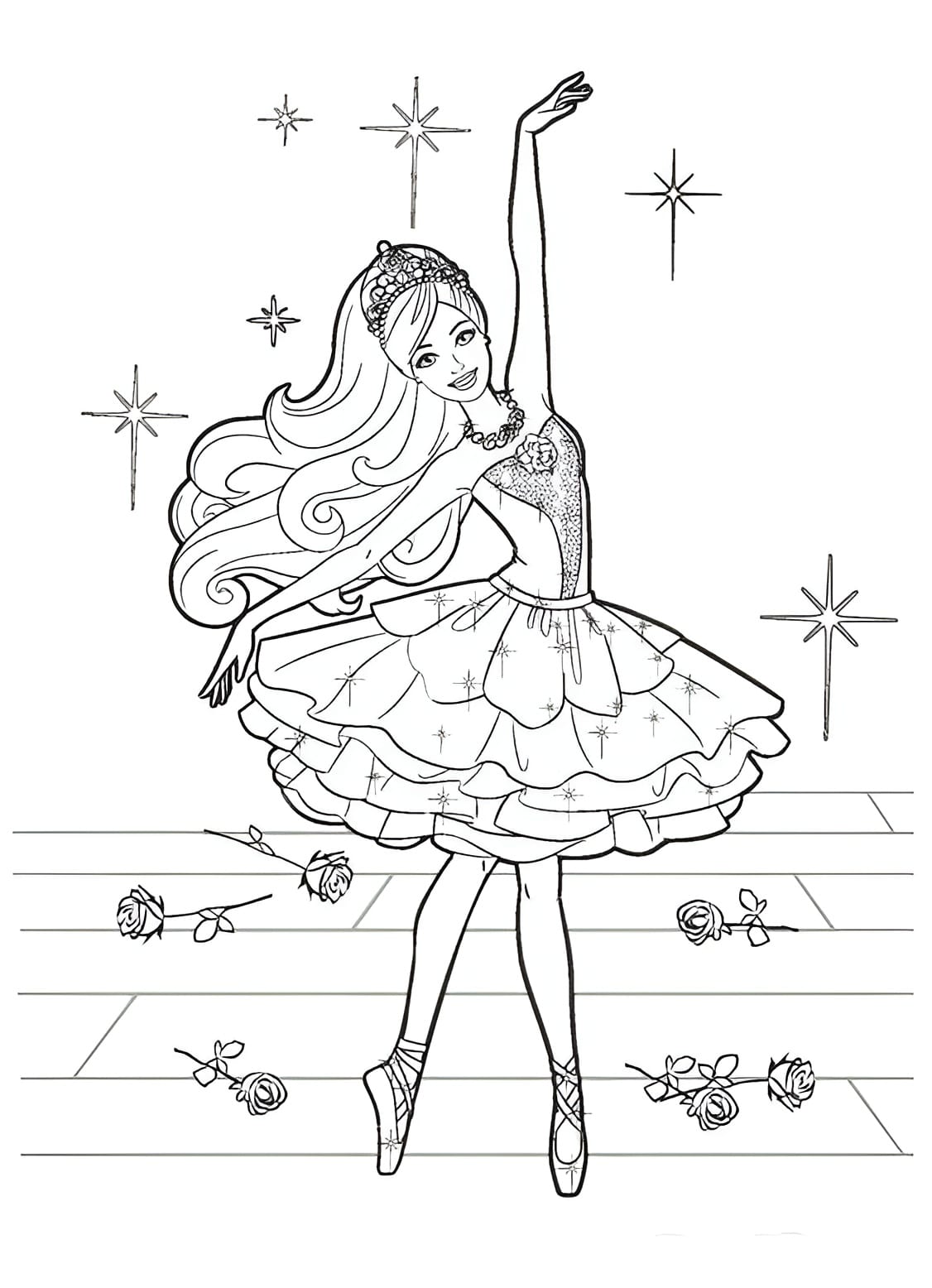 Barbie Ballerina Coloring Drawing Image à colorier Barbie