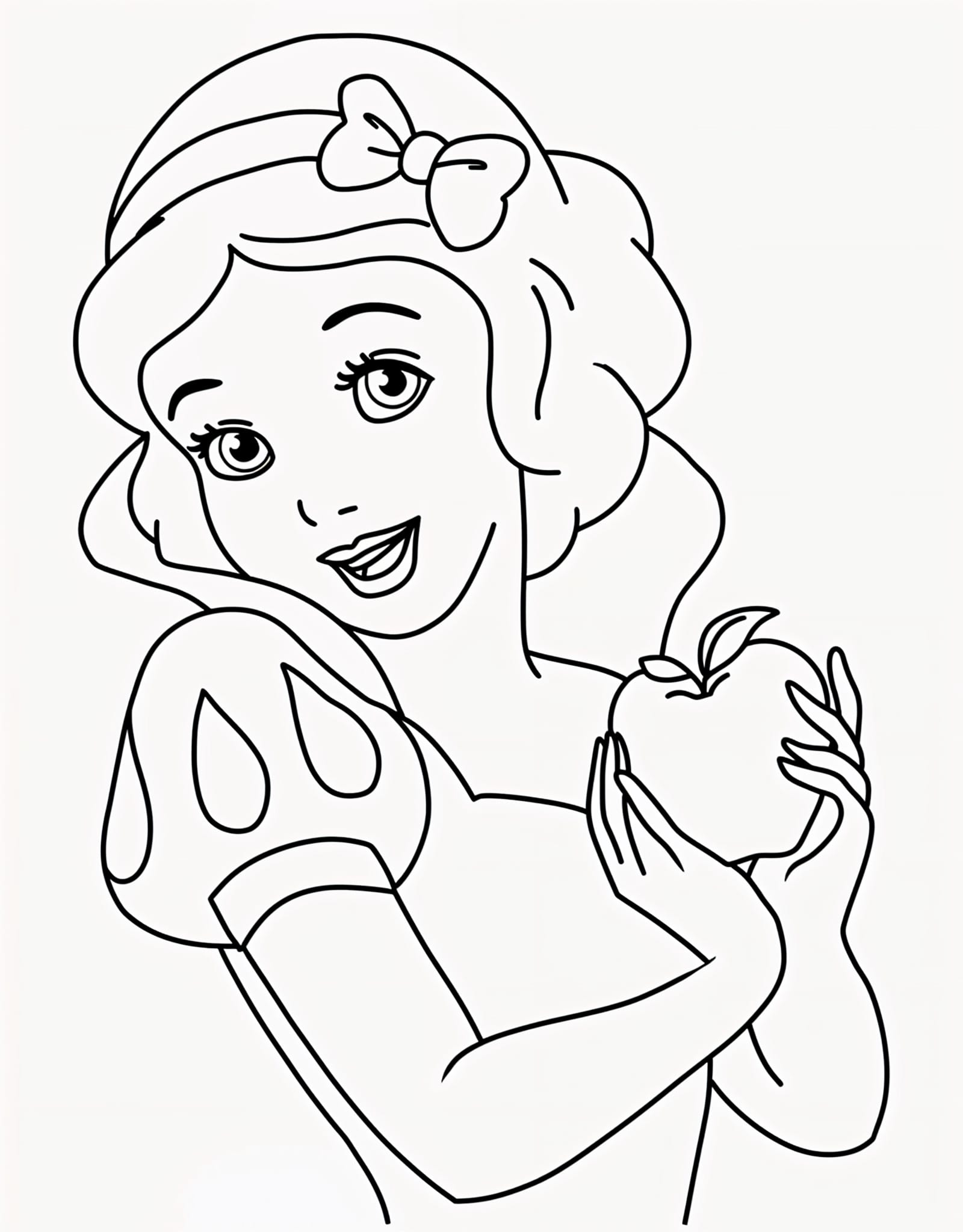 dessin-de-Blanche-Neige-avec-la-pomme-à-imprimer Image à colorier Blanche Neige