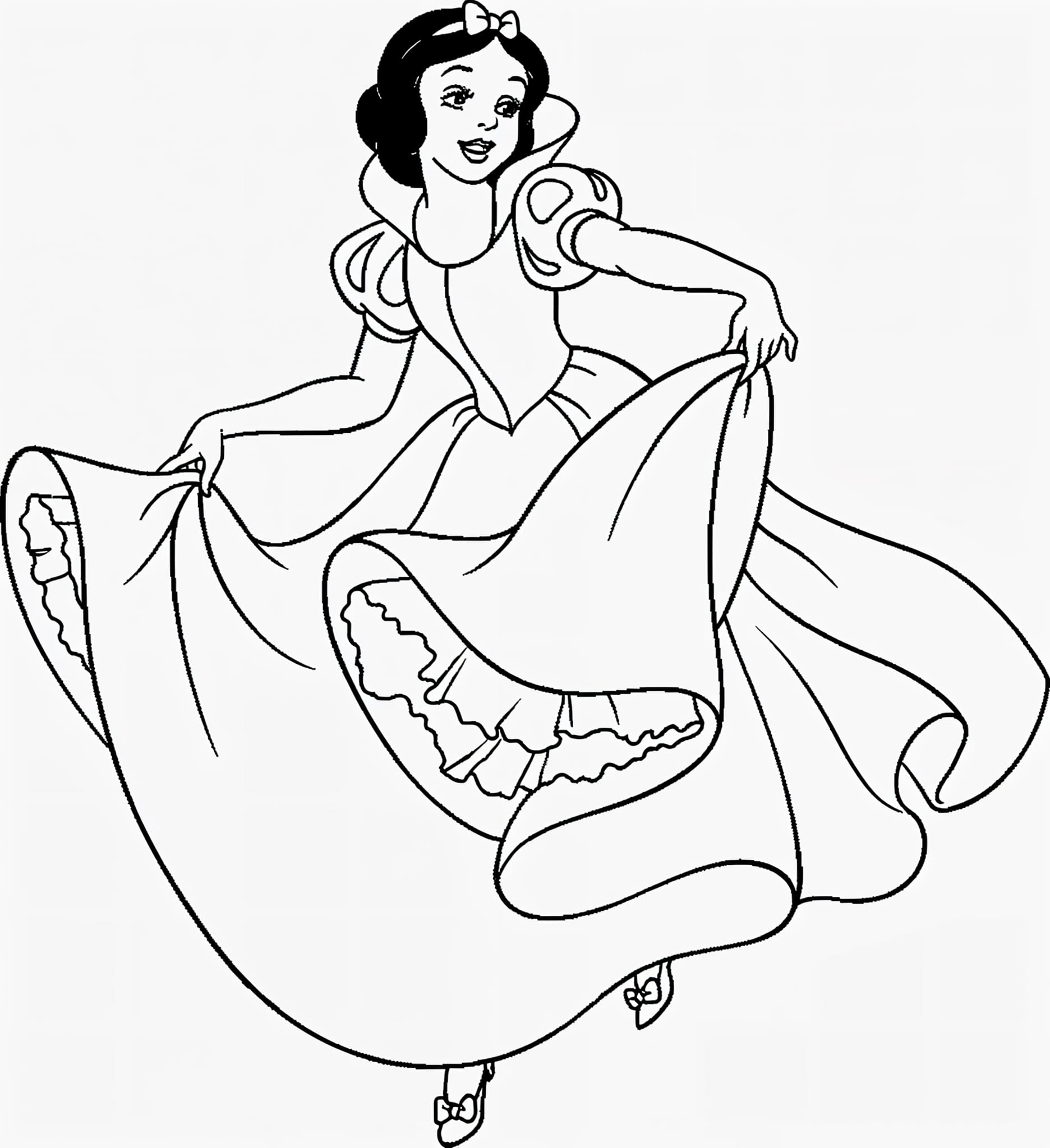 dessin-de-Blanche-Neige-qui-danse-à-colorier Image à colorier Blanche Neige