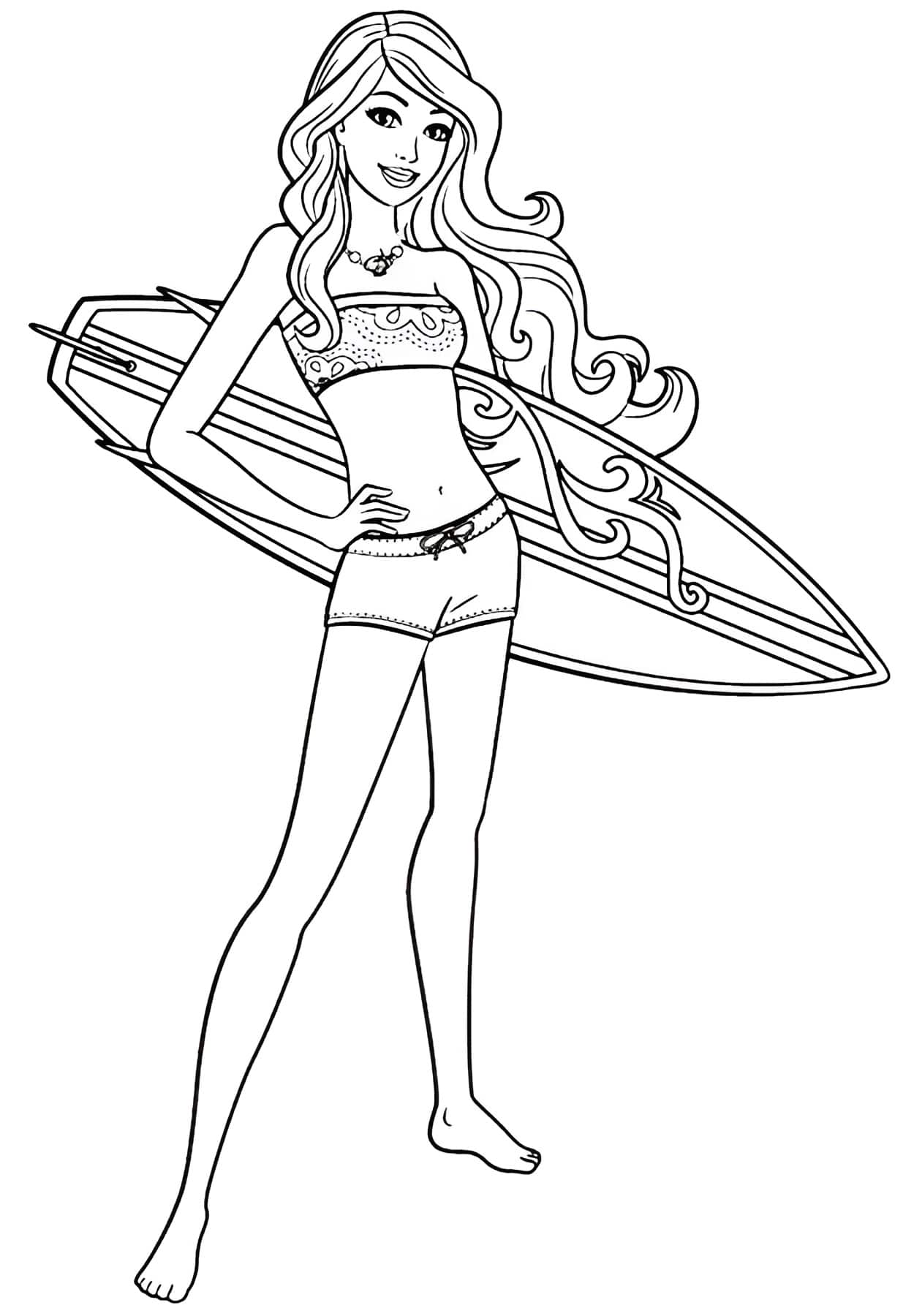 Dessin de coloriage Barbie Surfer Image à colorier Barbie