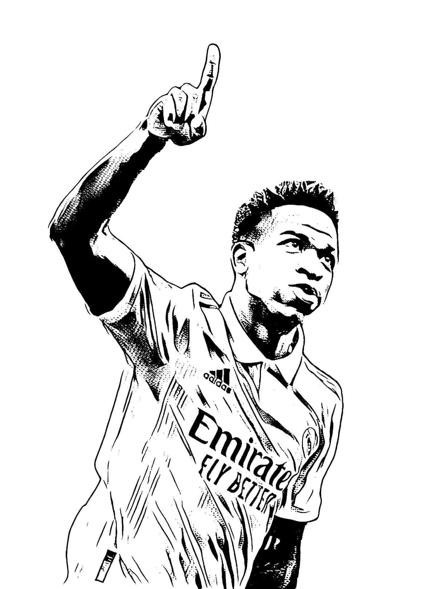 Dessin de Vinicius Jr célébrant la coloration Image à colorier Vinicius Jr