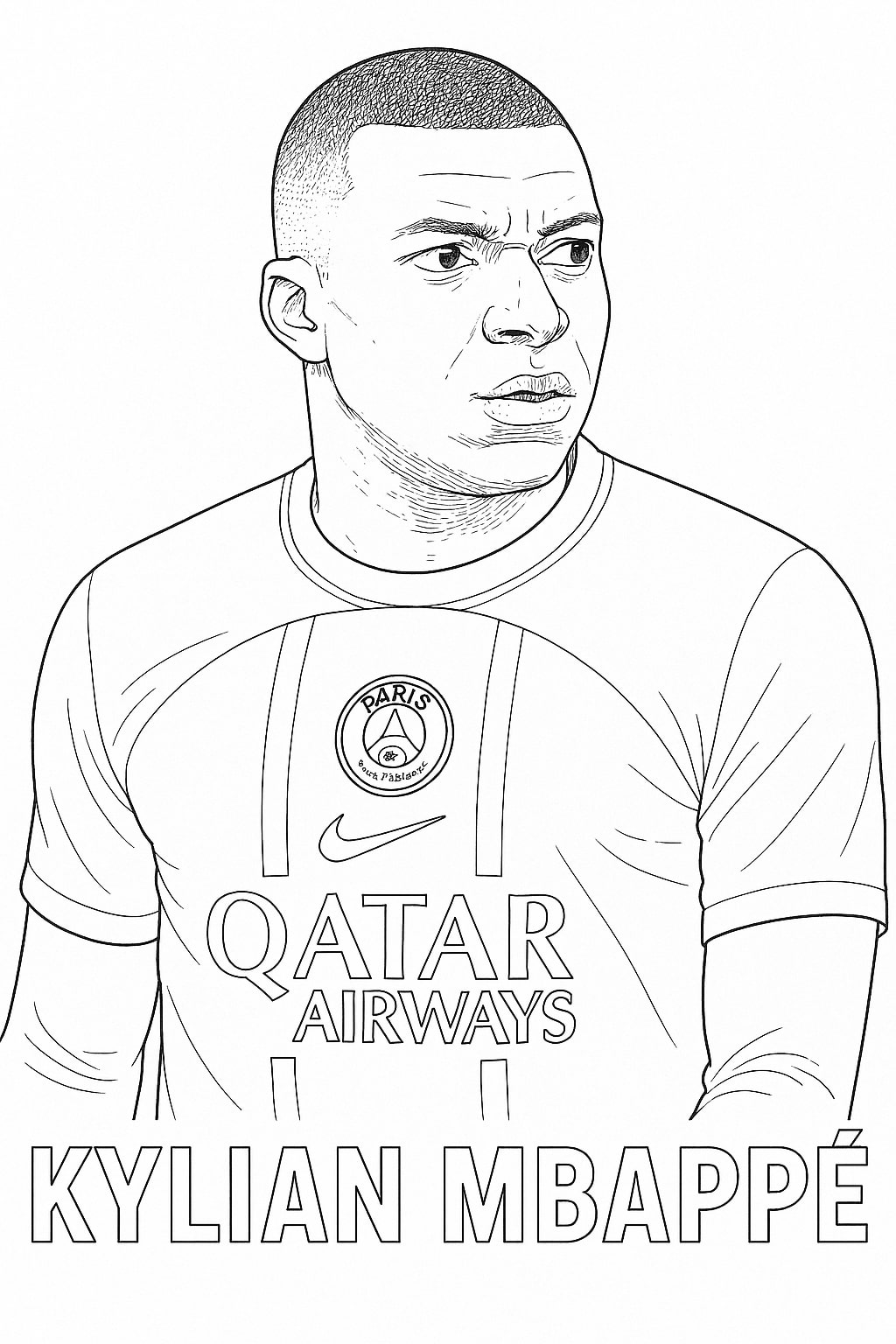 Dessin de Kylian Mbappé à colorier Dessin de Kylian Mbappé à colorier