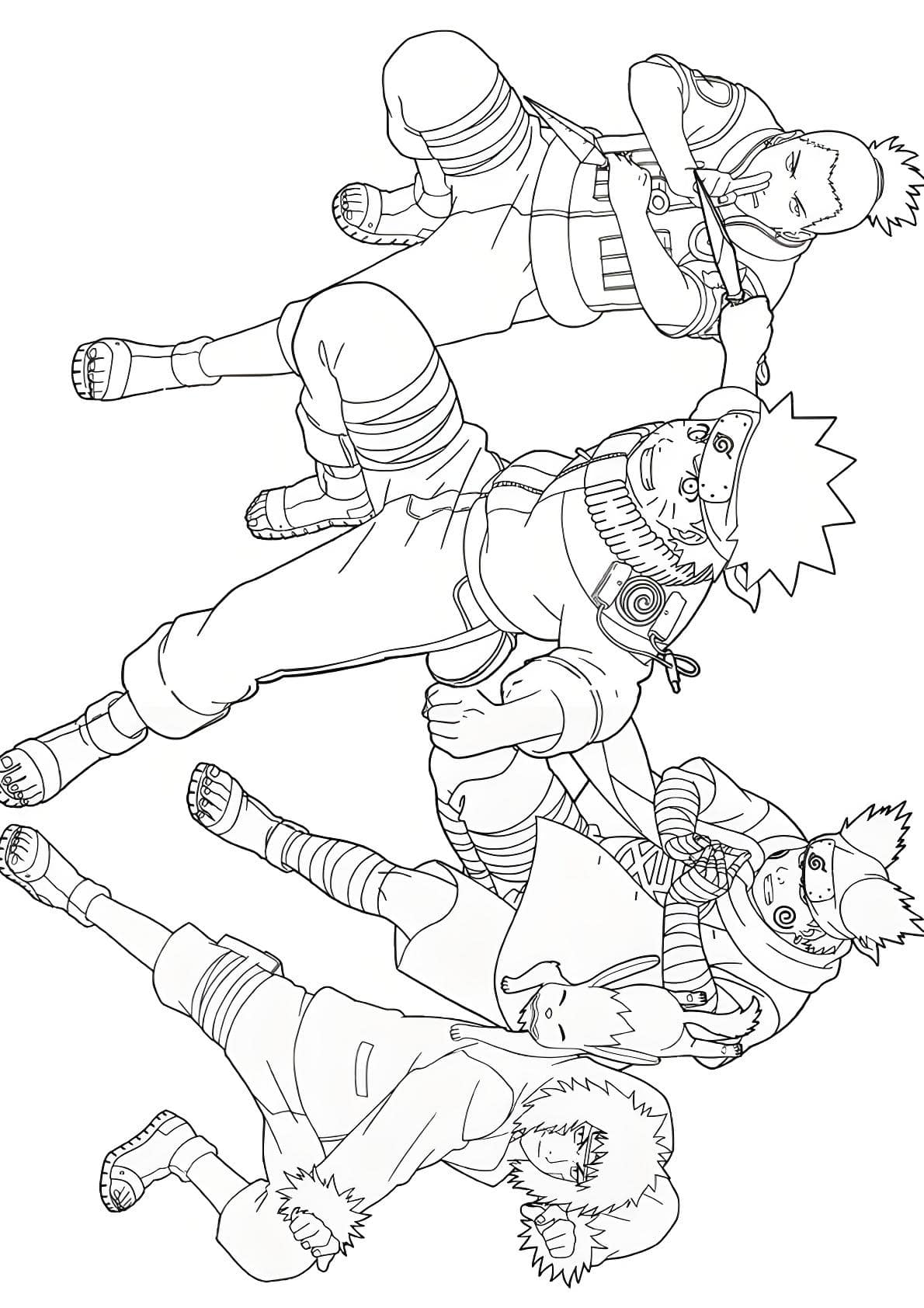 Équipe 7 Dessin réunis pour la coloration Image à colorier Naruto