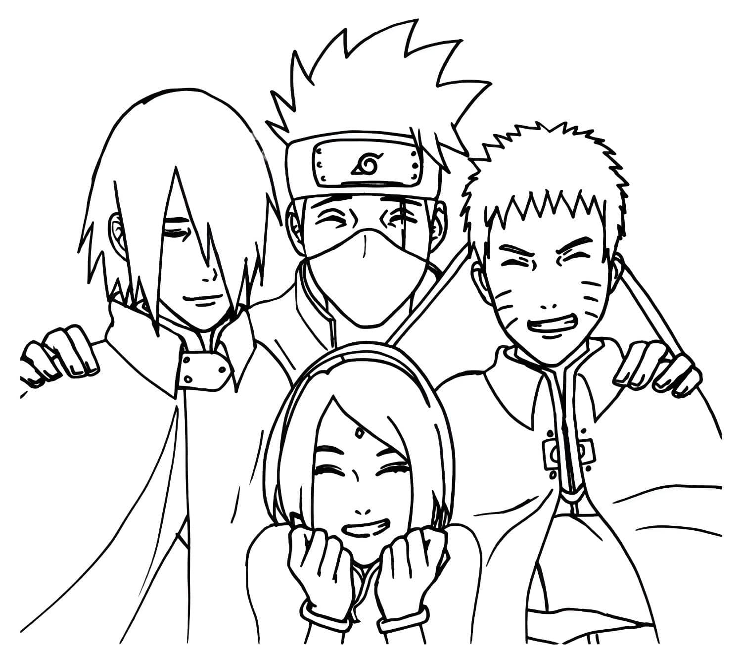 Image de l’équipe 7 réunie pour la coloration Image à colorier Naruto