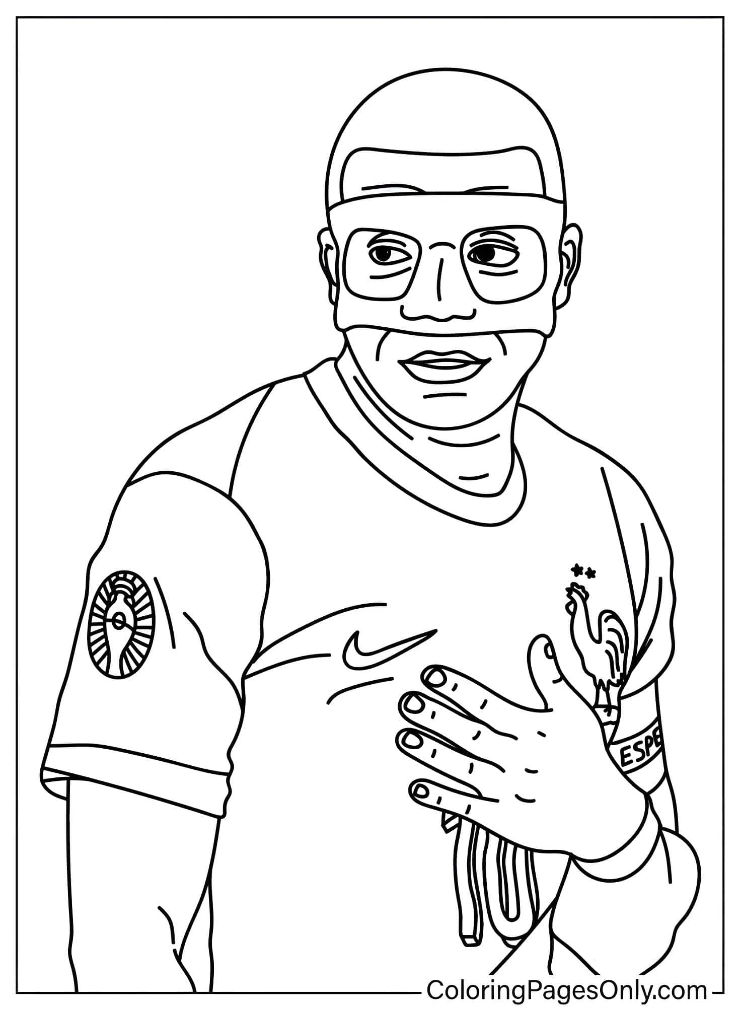 Image Mbappe avec masque de coloration Image à colorier Mbappé