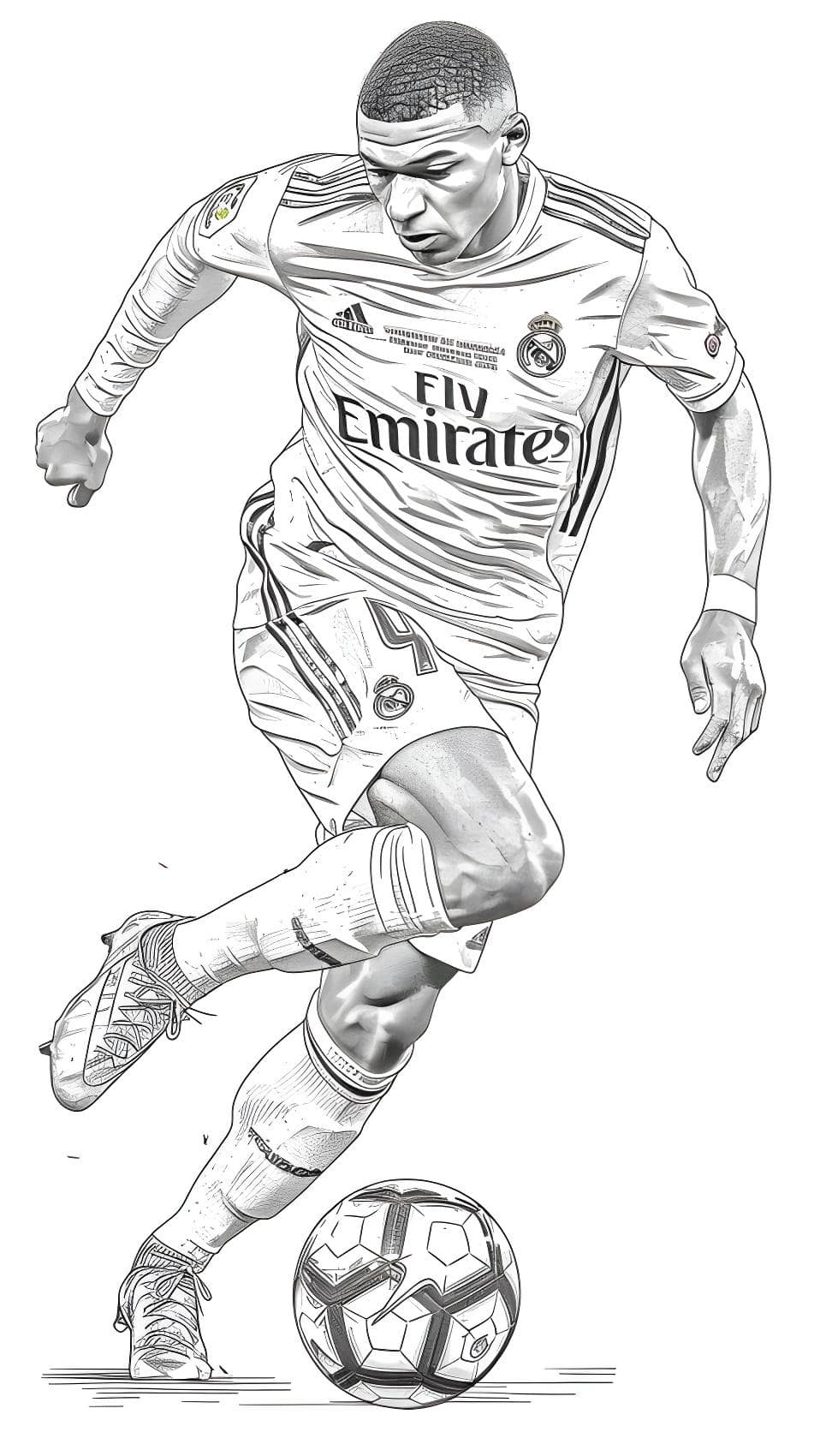 Mbappe Drawing Real Madrid pour la coloration Image à colorier Mbappé