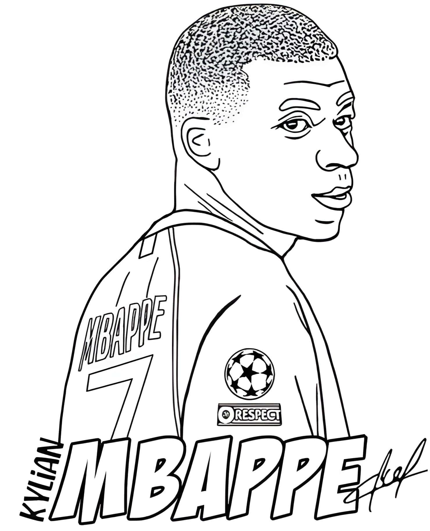 Mbappe Drawing Signature Signature to Color Image à colorier Mbappé