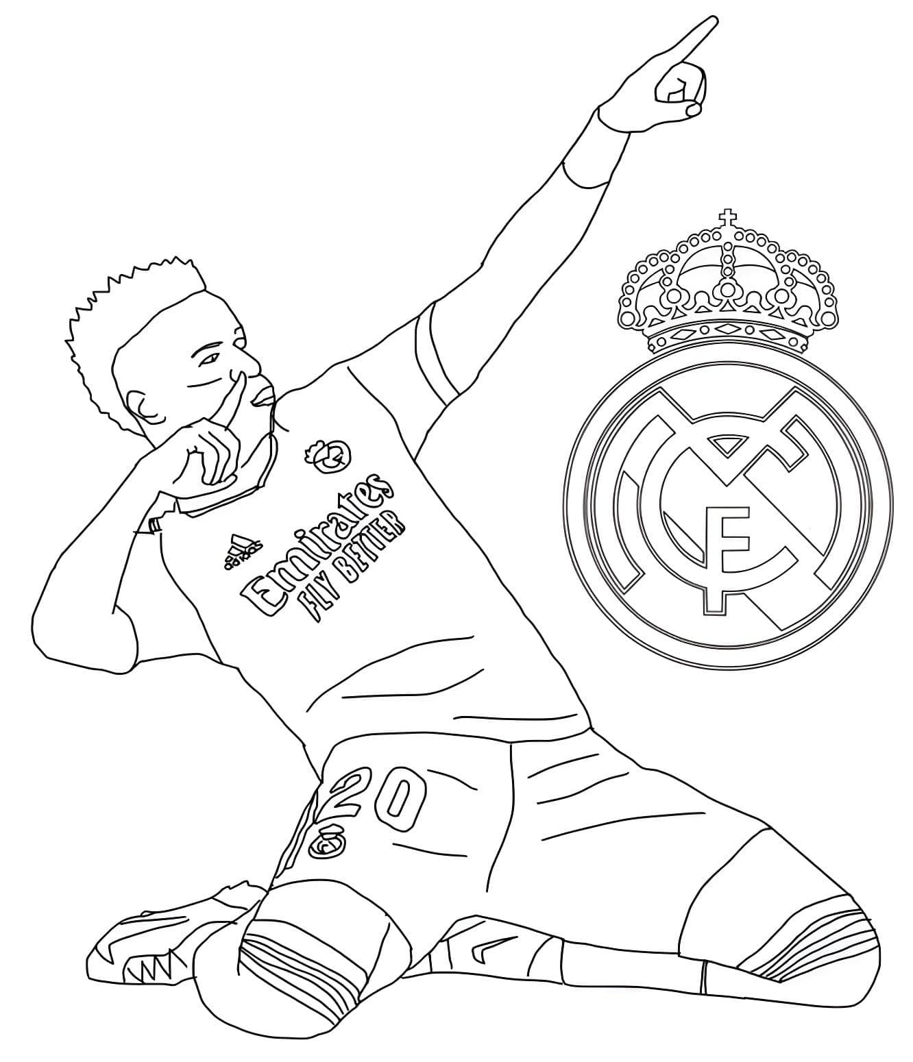 VINICIUS JR GOL Dessin Célébration pour la coloration Image à colorier Vinicius Jr
